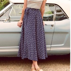 Amour Vert Flora Silk Maxi Skirt in Clementine